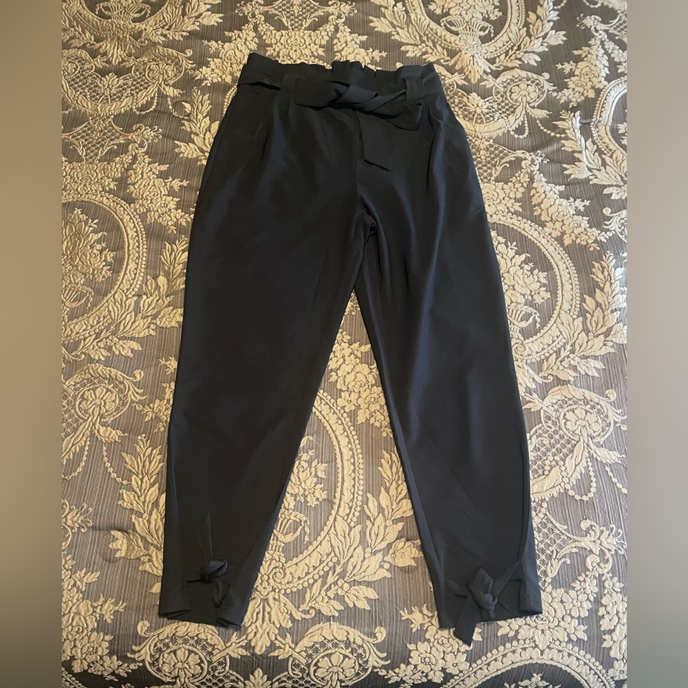 Grace Karin Black Paper Bag tie waist pants XL New With Tags!